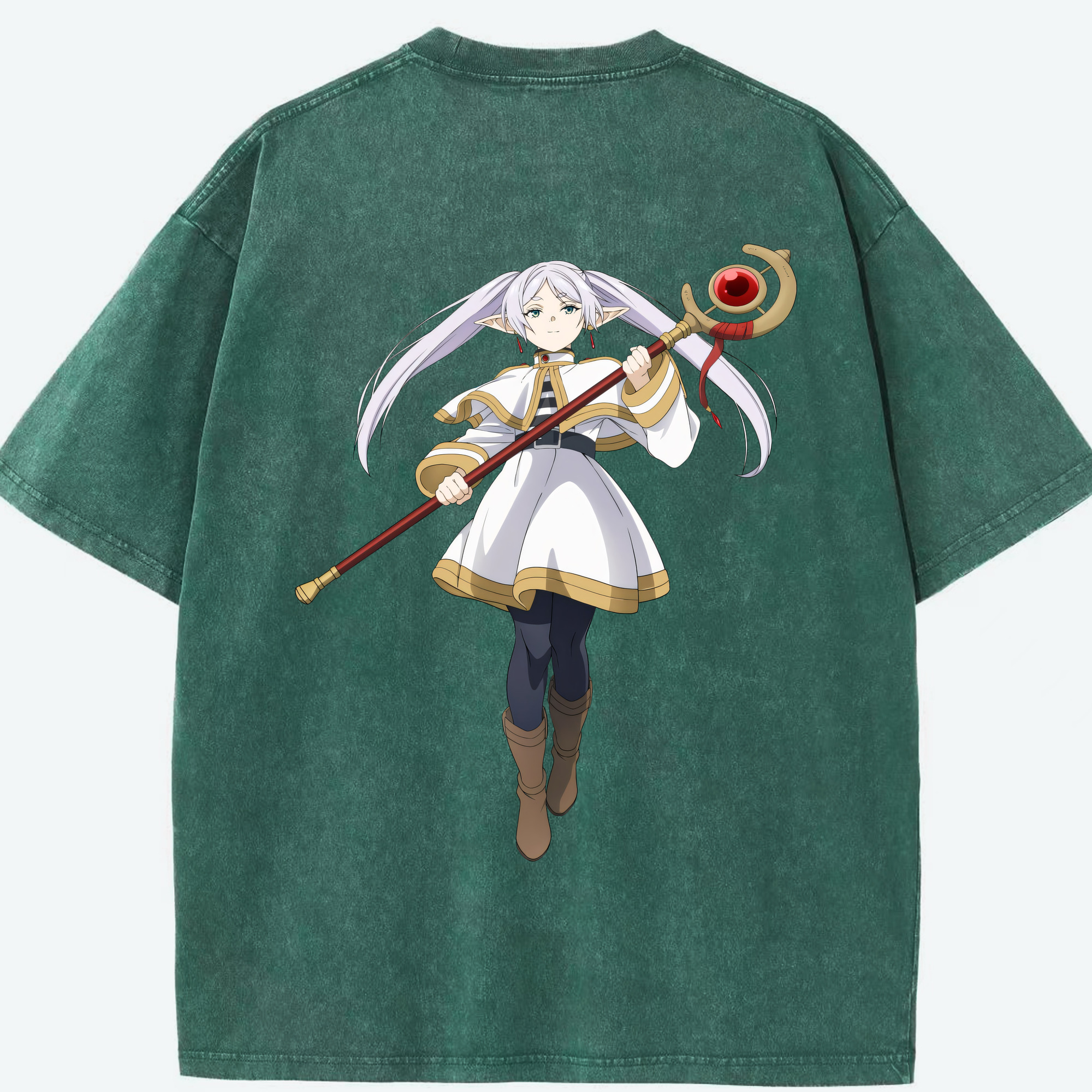 （画像用） 葬送のフリーレン Frieren 綿100% ヴィンテージ風 半袖Tシャツ（背面プリント）